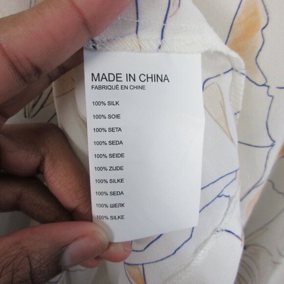 Club Monaco Silk Blouse Top Women S Off White Balloon Sleeve Elegant Chic 82 - Picture 4 of 8